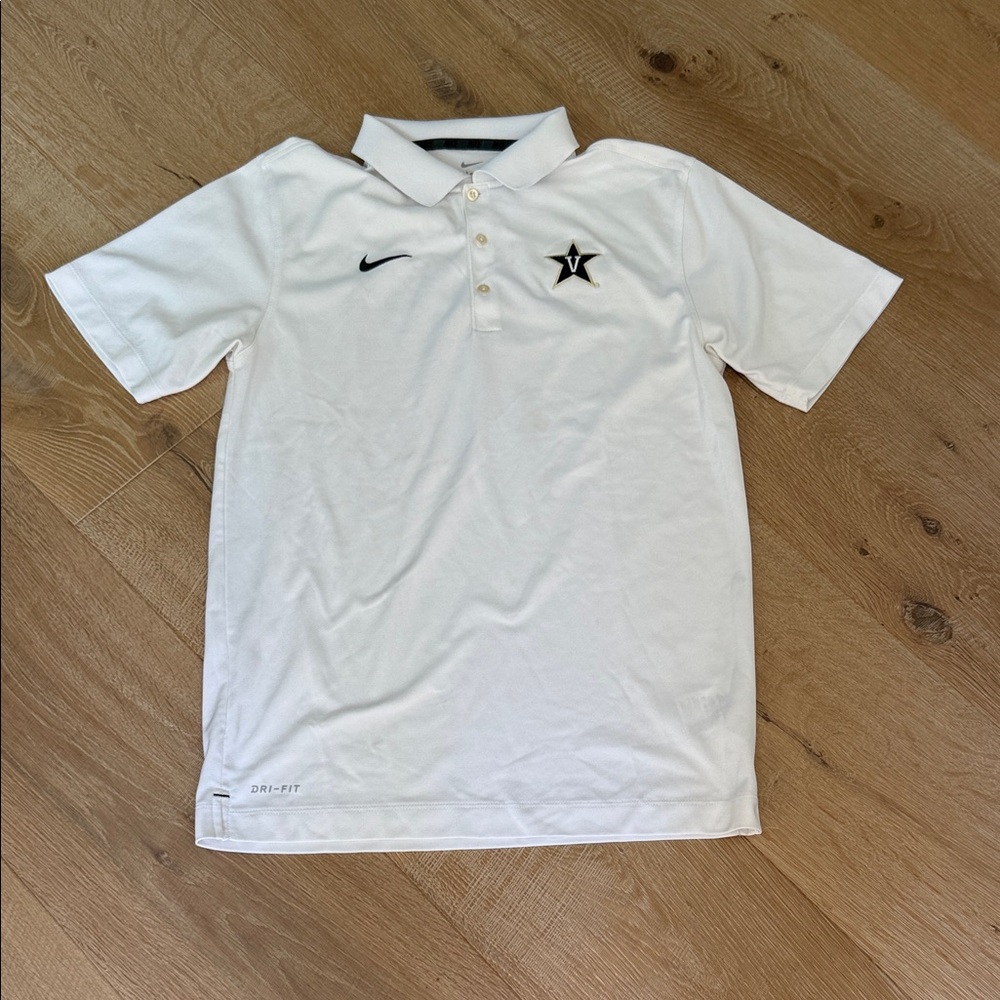 Nike White Polo with Black Accents - Vanderbilt Star Logo